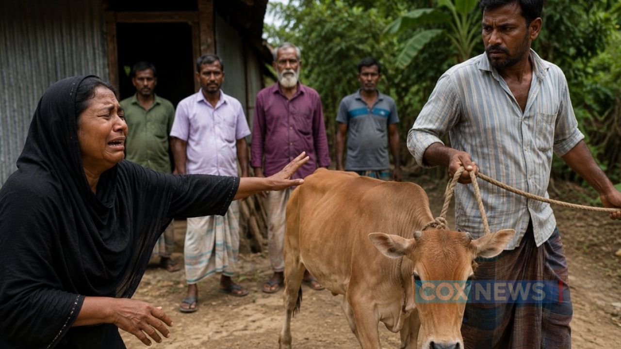 সুদের টাকার জন্য বিধবার গাভী নিয়ে গেলেন দাদন ব্যবসায়ী