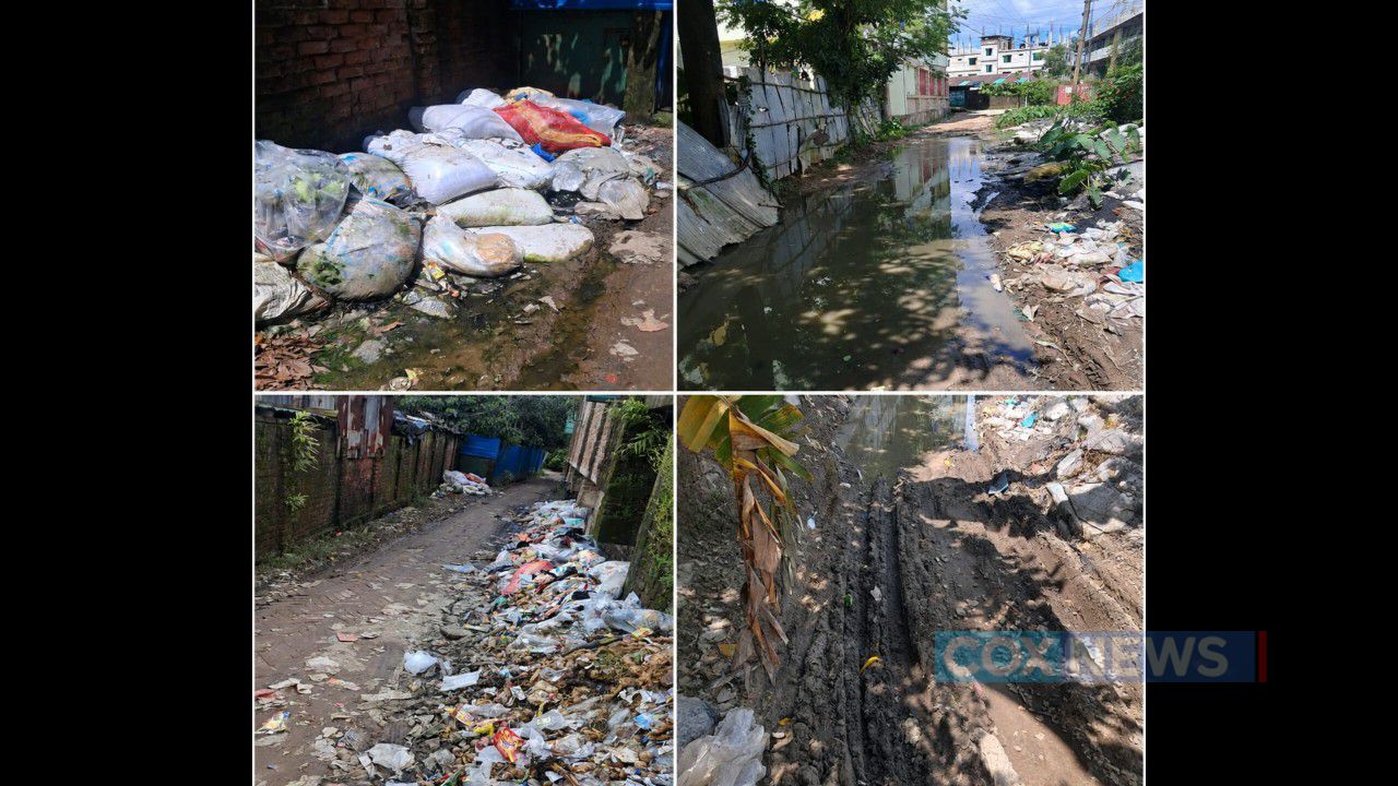 কোর্টবাজারে সড়কজুড়ে ময়লার পাহাড়: চরম দুর্ভোগে শিক্ষার্থী ও সাধারণ মানুষ